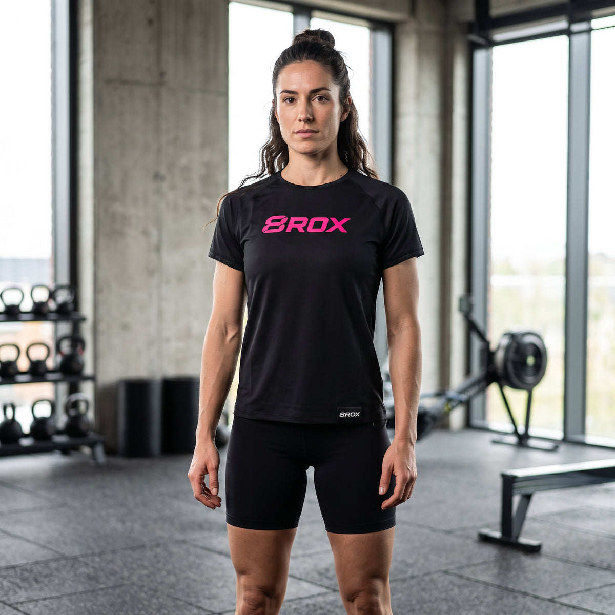 Ladies Big 8 Performance Tee - Black / Pink