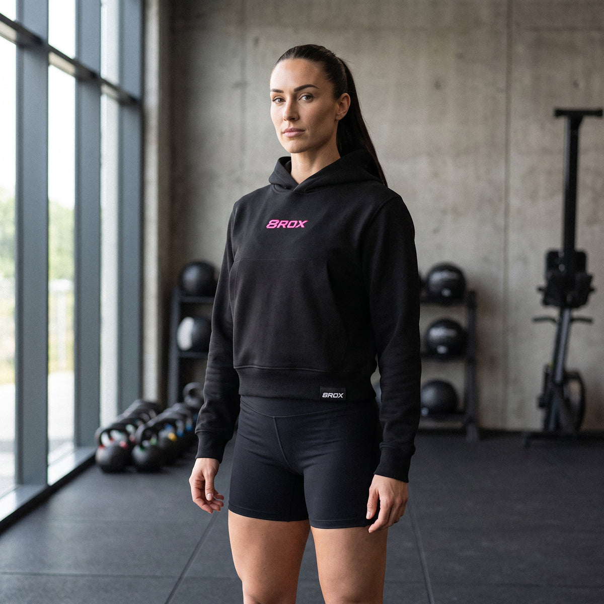 Ladies Big 8 Performance Hoodie - Black / Pink