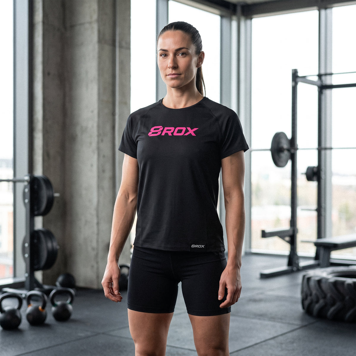 Ladies 8ROX Performance Tee - Black / Pink