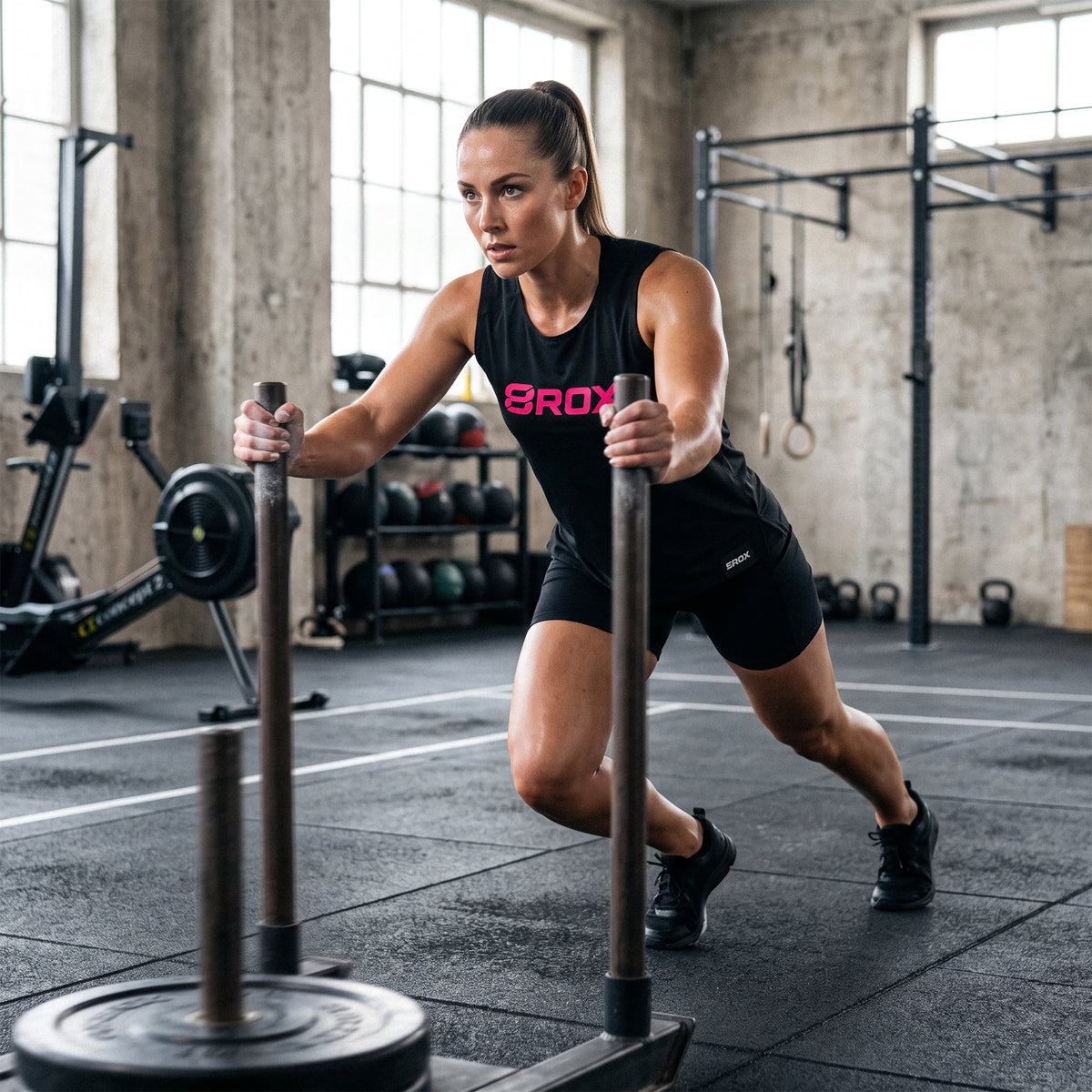 Ladies Big 8 Performance Tee - Black / Pink - view 4