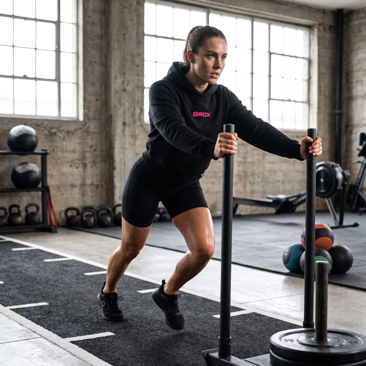 Ladies 8ROX Performance Hoodie - Black / Pink - view 4