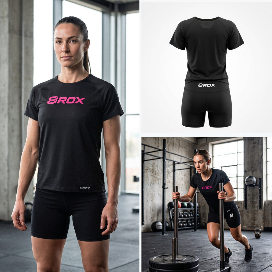 Ladies 8ROX Performance Tee - Black / Pink