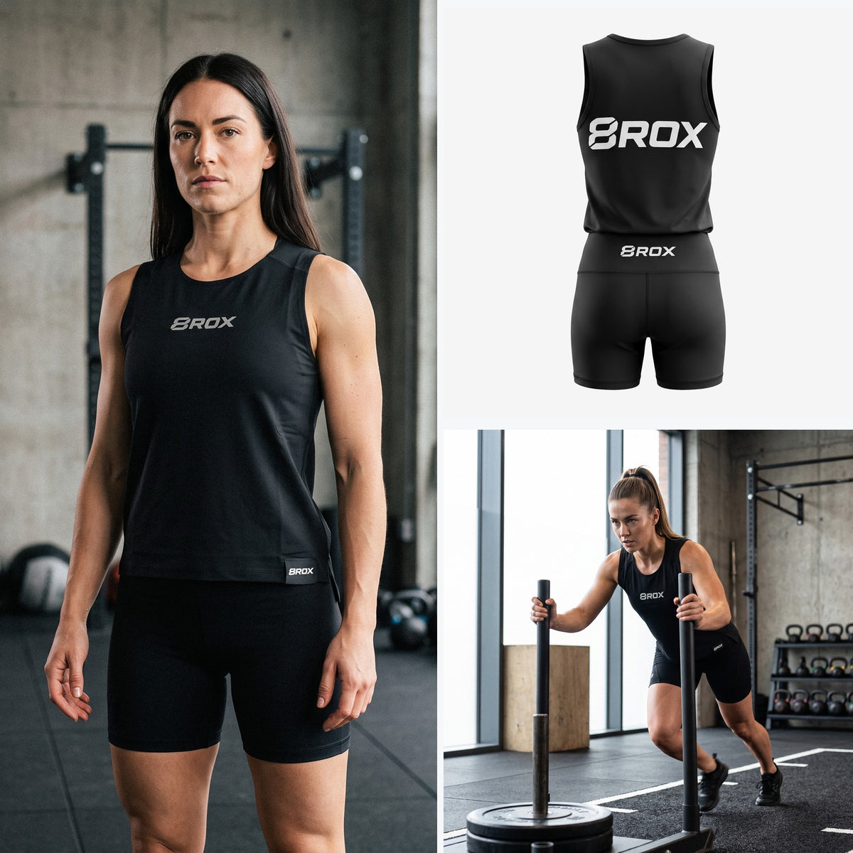 Ladies 8ROX Performance Vest - Black - front, back and action views