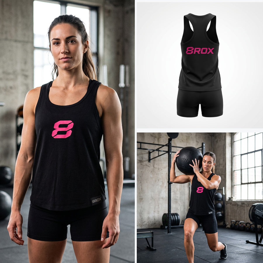 Ladies 8ROX Racerback - Black / Pink