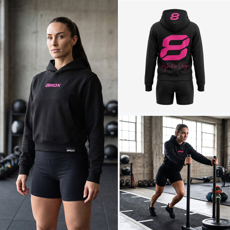 Ladies Big 8 Performance Hoodie - Black / Pink