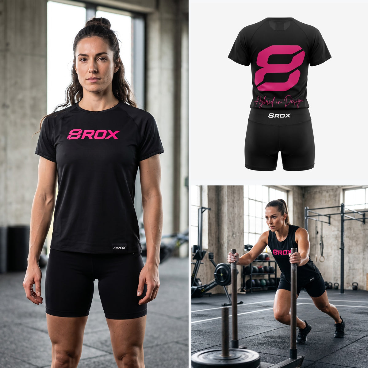 Ladies Big 8 Performance Tee - Black / Pink
