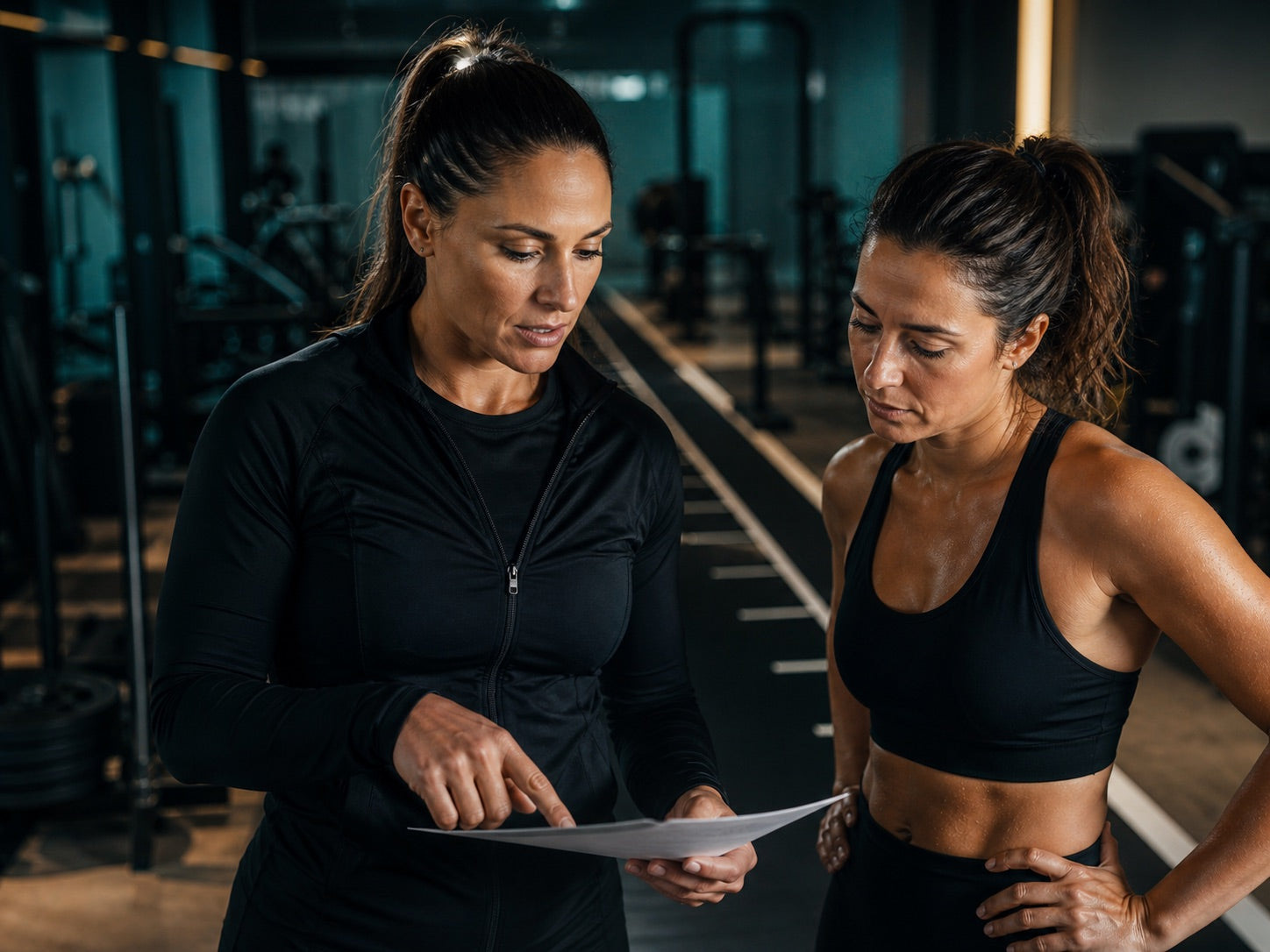Female hybrid performance coach working with an athlete
